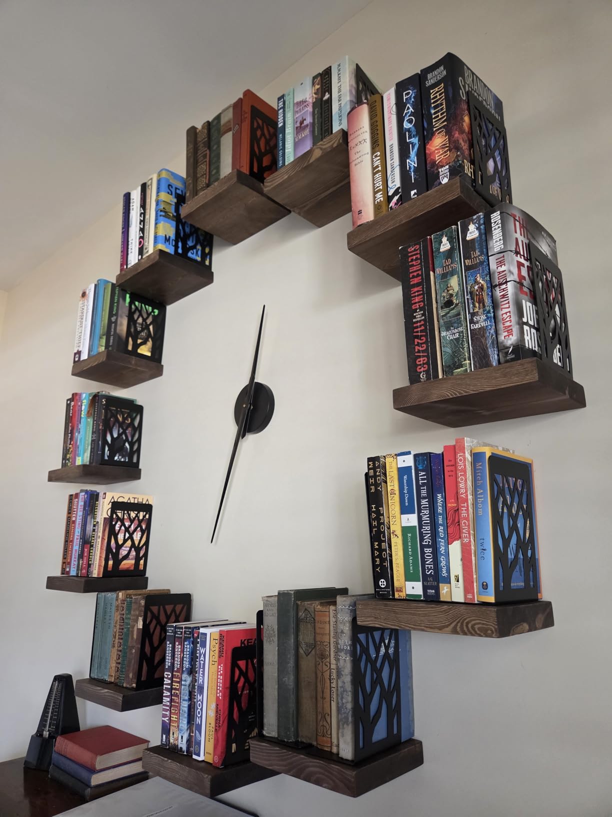 Book Ends, Bookends, Bookends for Shelves, Bookend, Book Ends for Heavy Books, Black Metal Book Shelf Holder Home Decorative, Book Stoppers for Shelves 3 Pair customer photo 2