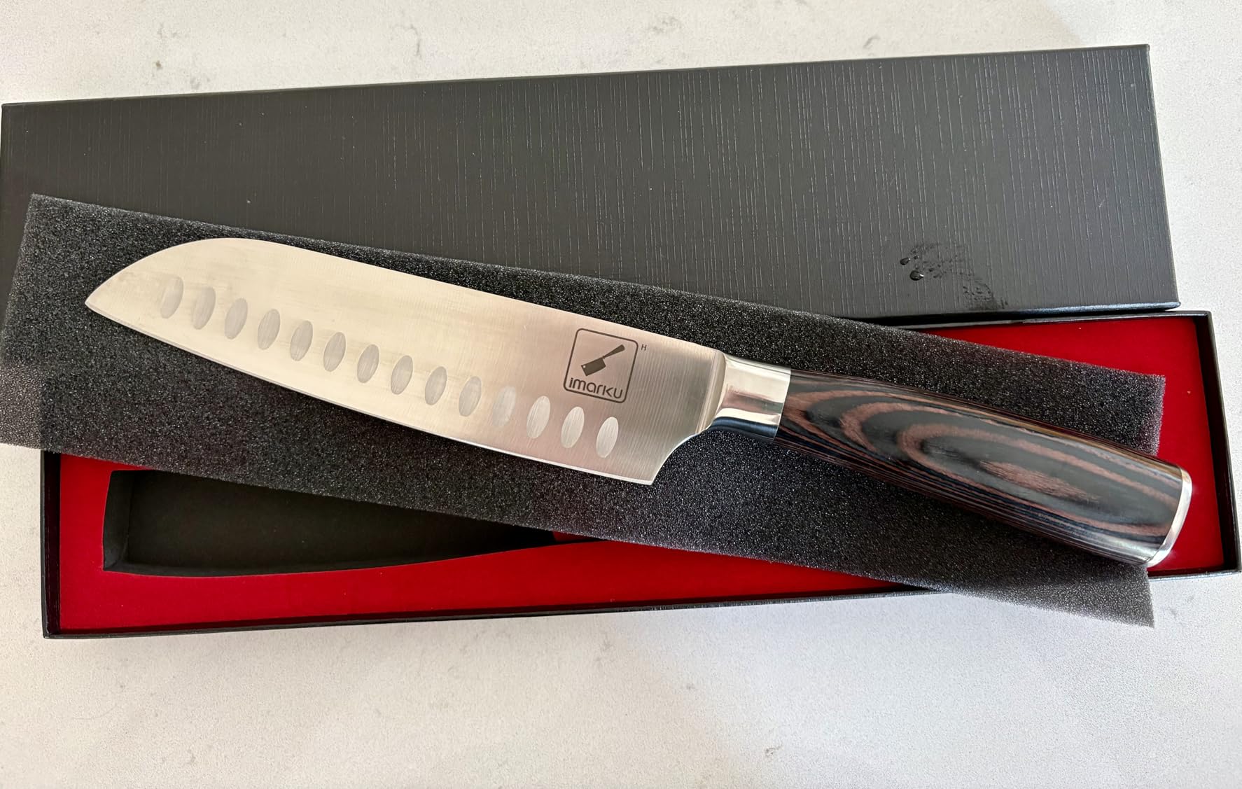 imarku Santoku Knife 7 Inch with Sharp Japanese High Carbon Stainless Steel | Ultra Sharp Chef Knife, Kitchen Gadgets customer photo 1