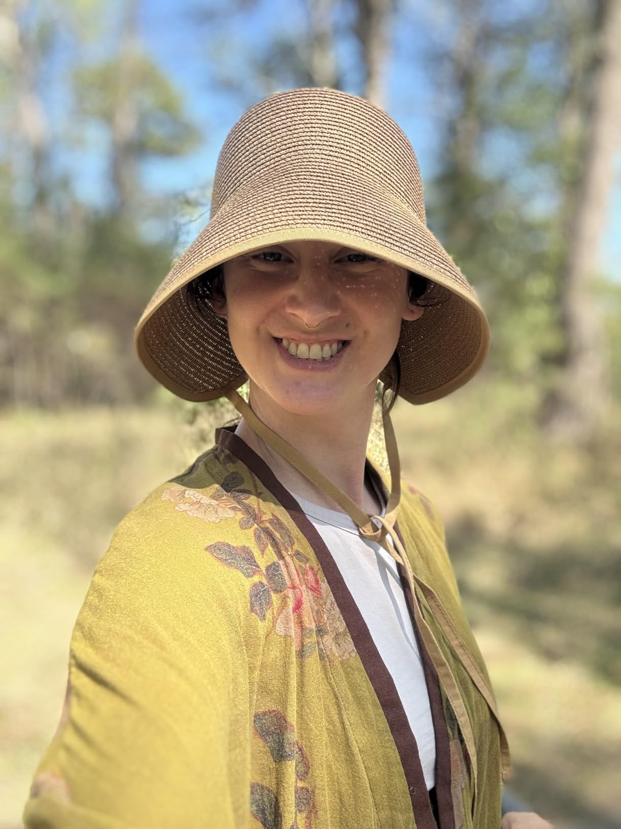 French Straw Bonnet Cap for Women Victorian Sun Hat Chin Strap Foldable customer photo 1