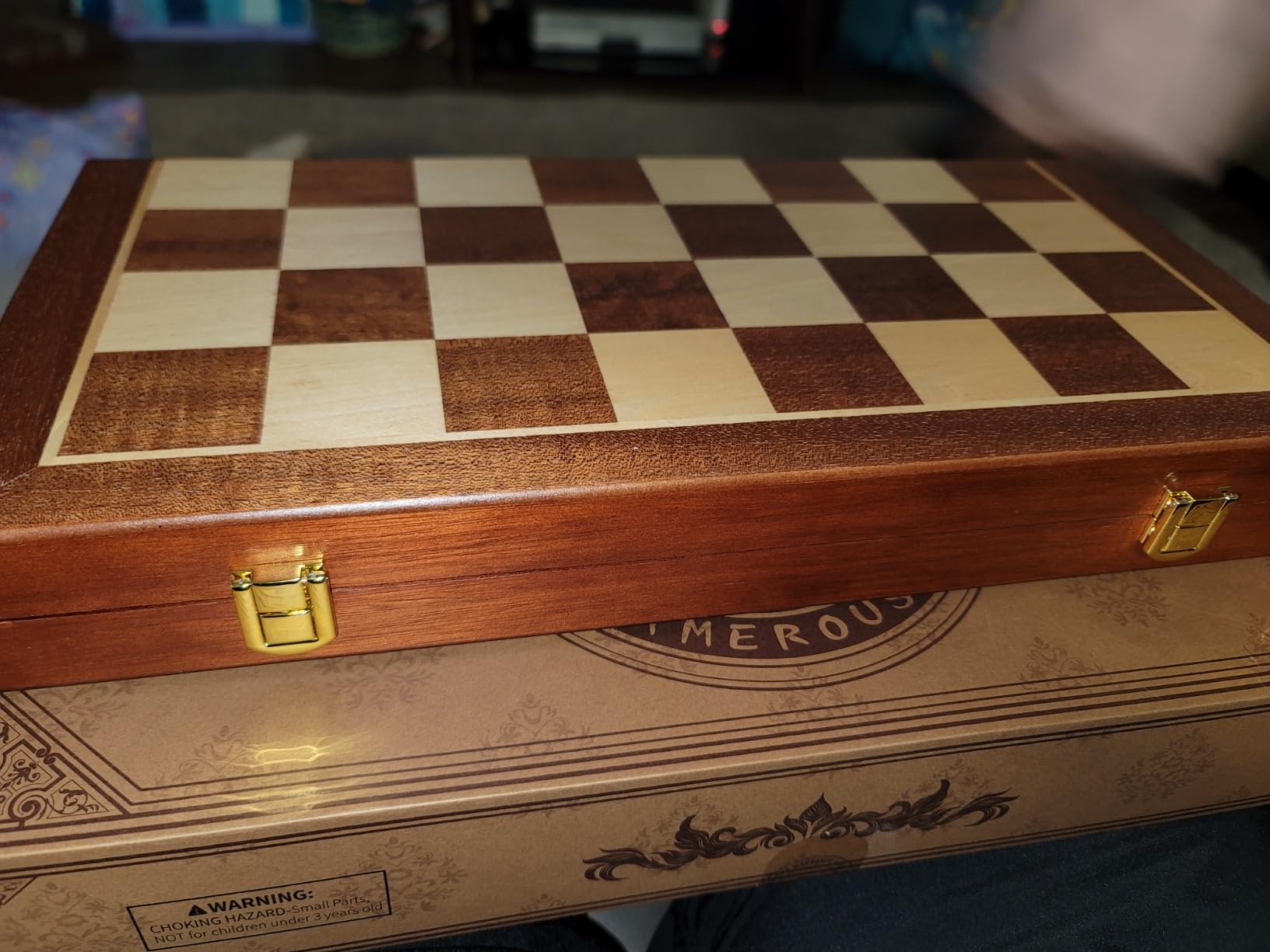 AMEROUS 15 Inches Magnetic Wooden Chess & Checkers Set (2 in 1) - Folding Board - Gift Box Packed - 24 Cherkers Pieces - 2 Extra Queens, Beginner Chess Set for Kids and Adults customer photo 2