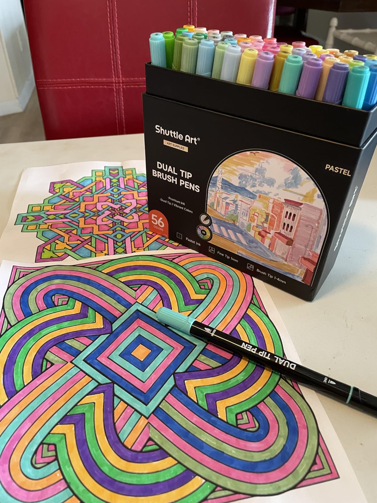 Shuttle Art Dual Tip Brush Marker Pens 30 Colors Water-based Ink | Double-ended with Fine Tip & Brush Tip, Great for Hand Lettering, Drawing, Bullet Journal customer photo 2