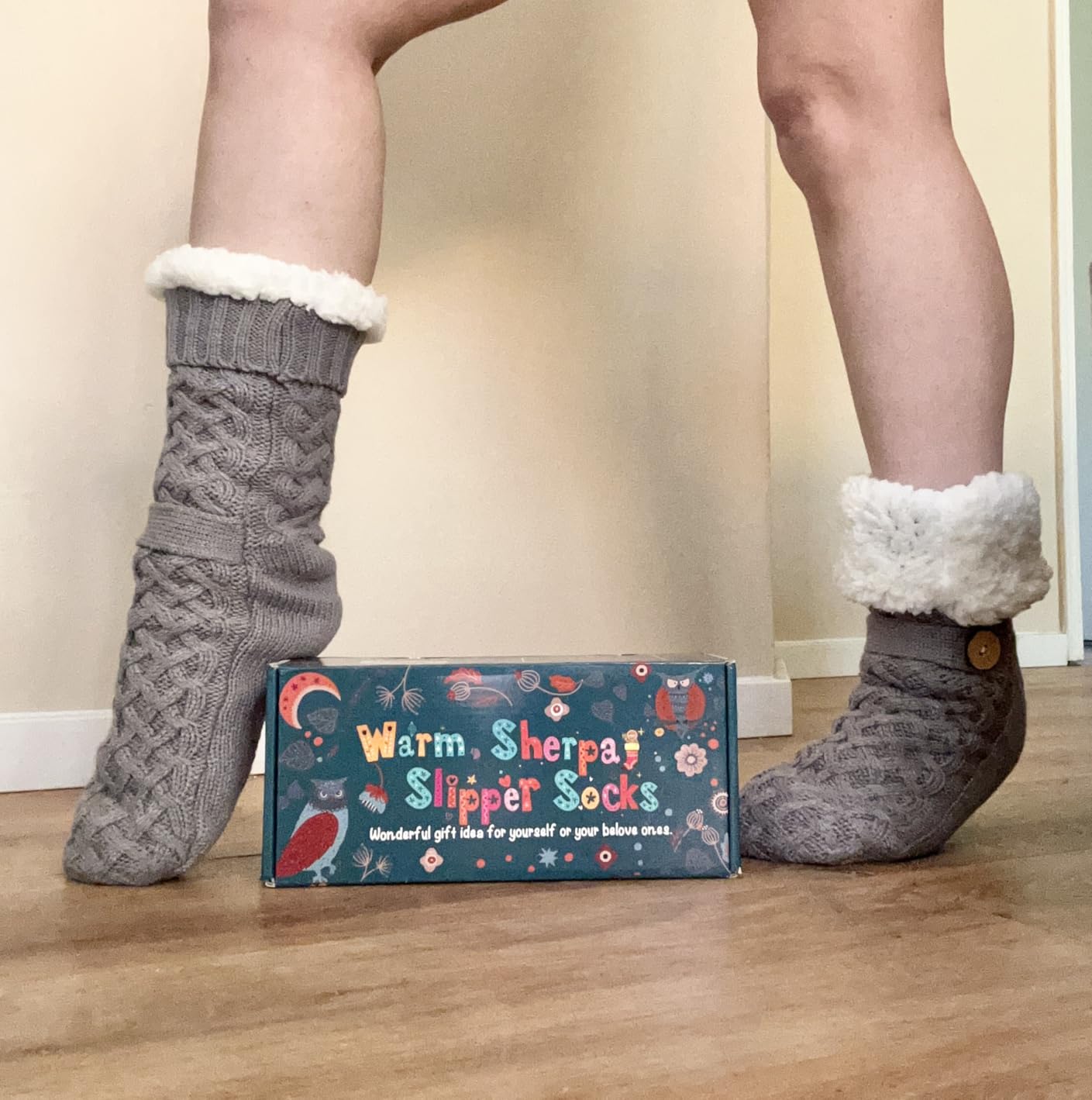 Sherpa Lined Slipper Socks for Women, Non-Slip Cozy Winter House Socks, Soft Fuzzy Socks, Gifts for Women & Ladies Stocking Stuffers customer photo 2