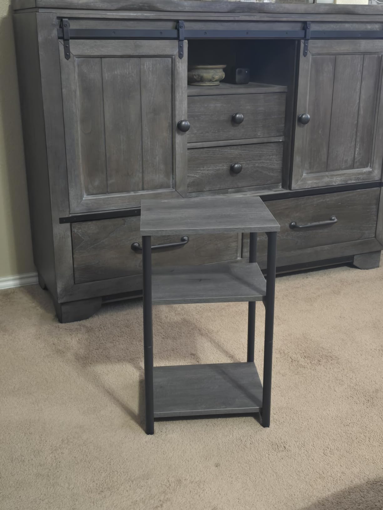 VASAGLE BARNET Collection - Side Table, Small End Table for Living Room, Modern Tall Nightstand, Rustic Brown and Ink Black customer photo 2