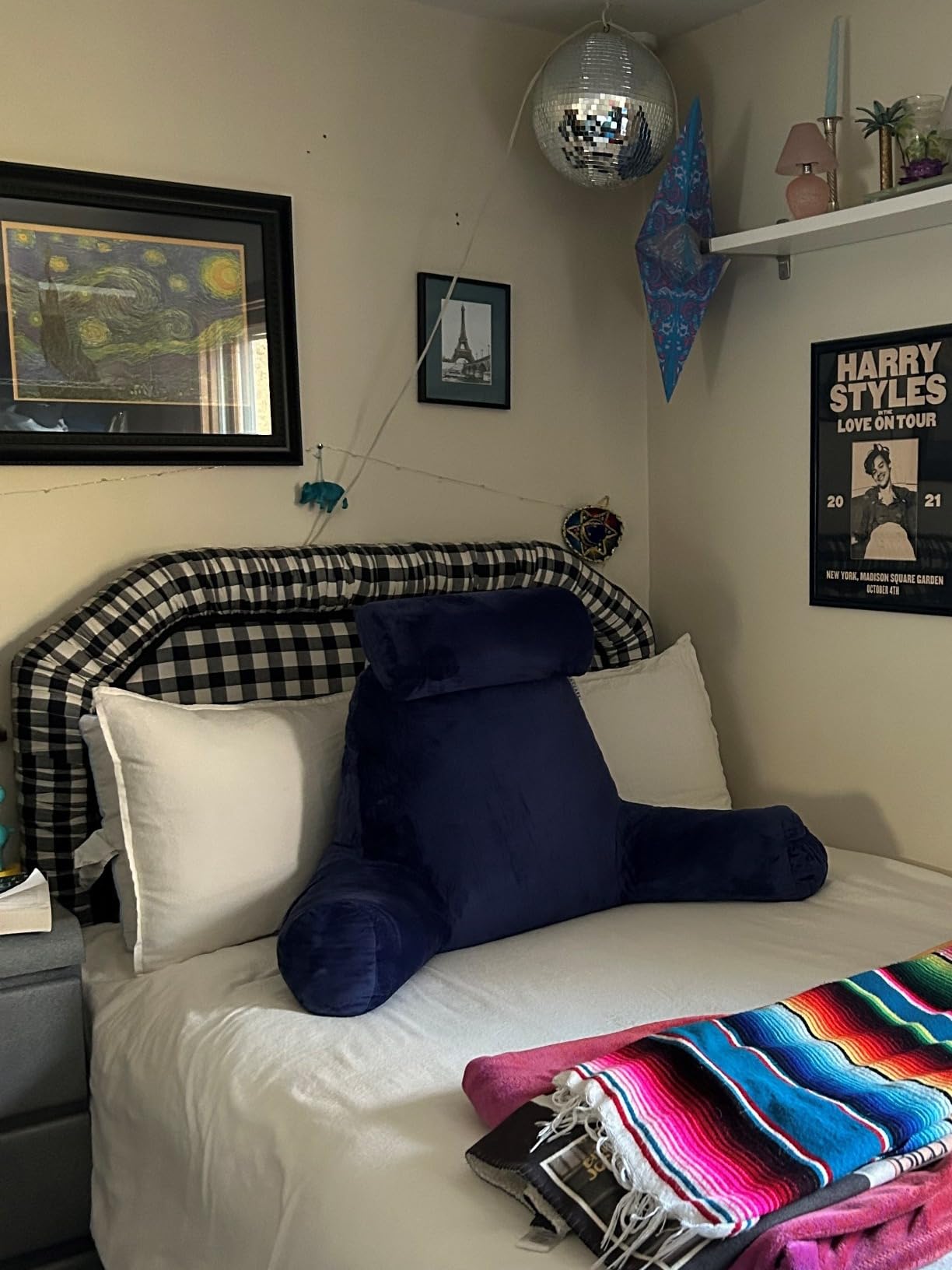 Clara Clark Reading Pillow with Shredded Memory Foam Includes 2 Neck and Lumber Support Pillows, Designed for Sitting Up in Bed and Couch, Back and Arms Adjustable Support for Adults & Teens Navy Blue customer photo 1