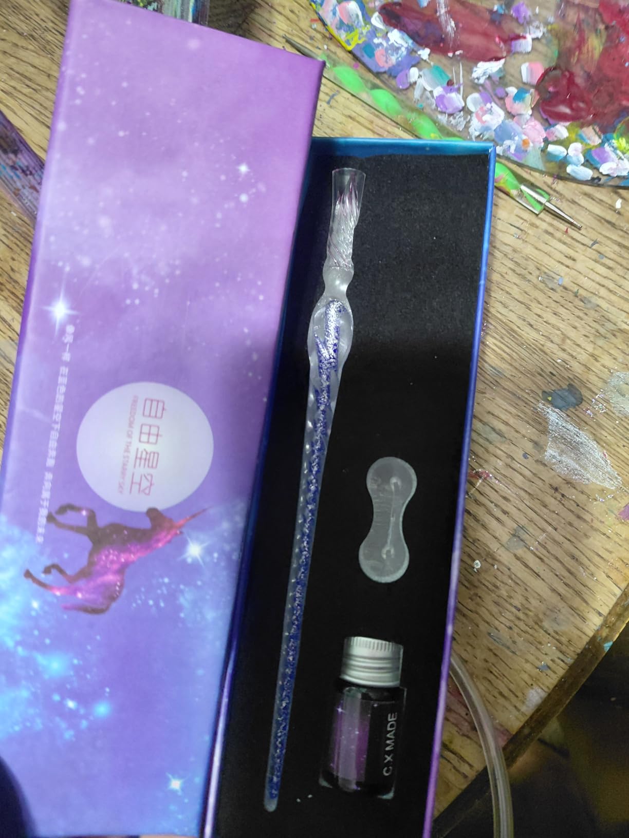 Luxiv Glass Dip Pen Set, Purple Crystal Pen With Ink, Holder, and Package customer photo 1