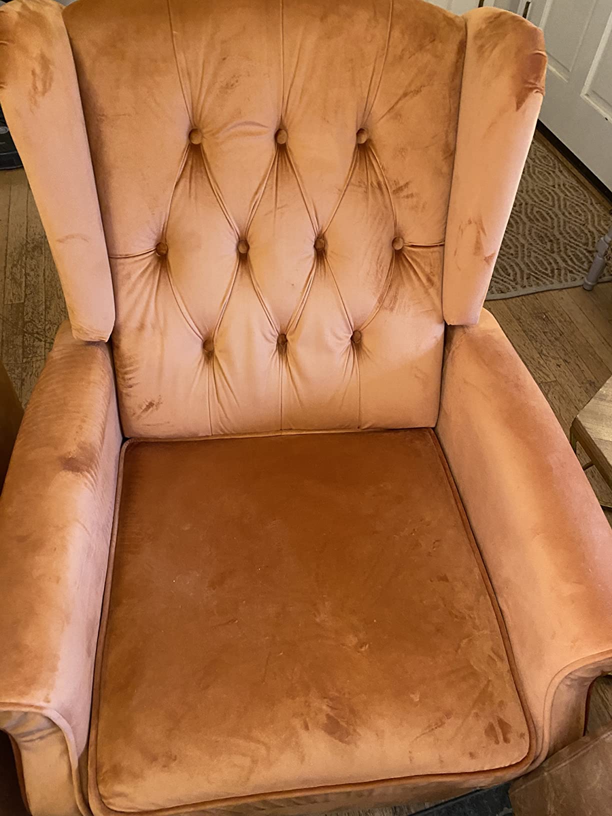 Velvet Accent Chair, Push Back Recliner Chair, Wingback Arm Chair for Living Room/Bedroom/Home Theater/Reception Area, Caramel customer photo 1