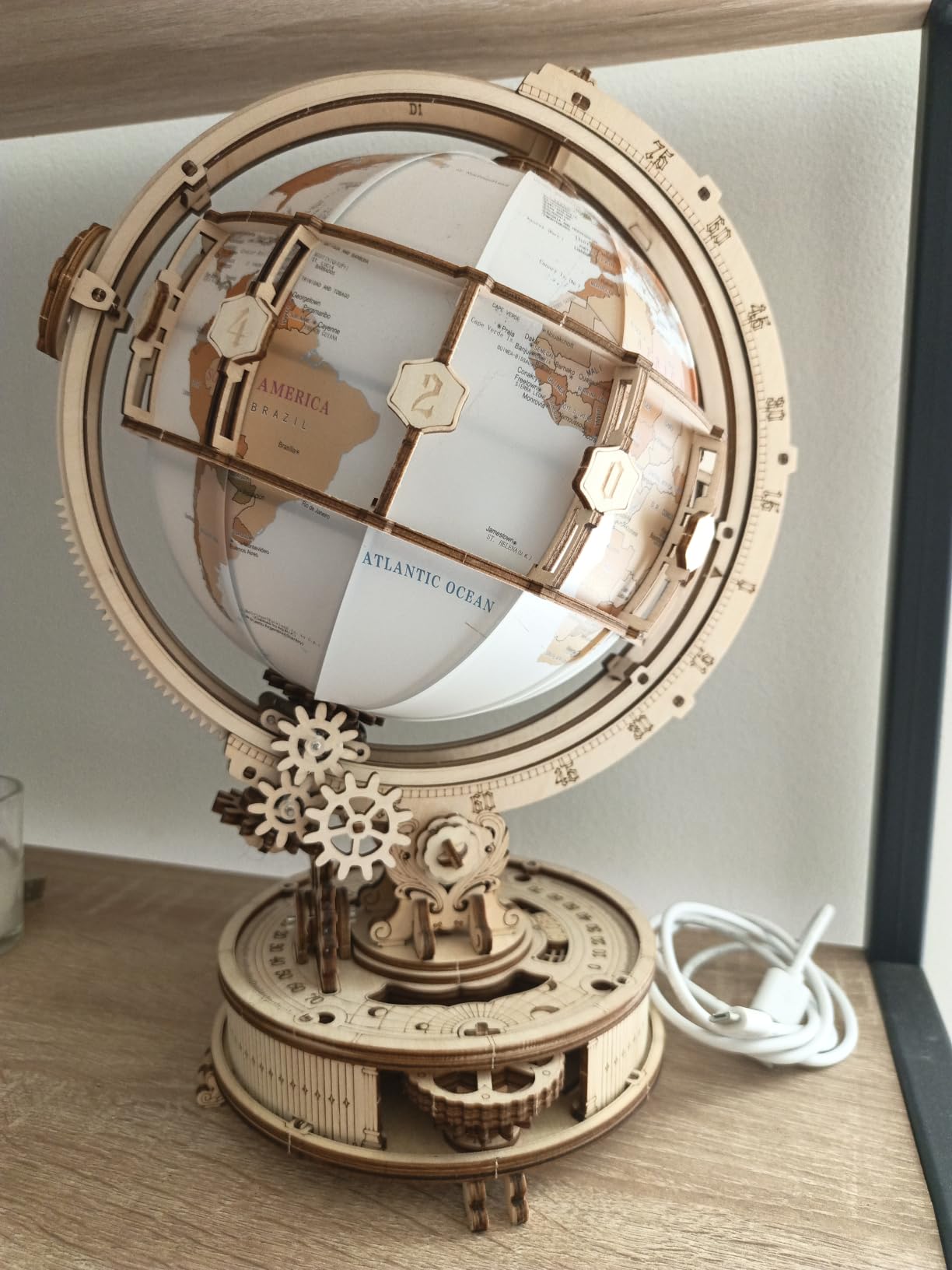ROKR 3D Wooden Puzzles for Adults Illuminated Globe with Stand 180pcs 3D Puzzles Built-in LED Model Kit Hobby Gifts for Adults Home Decor customer photo 1