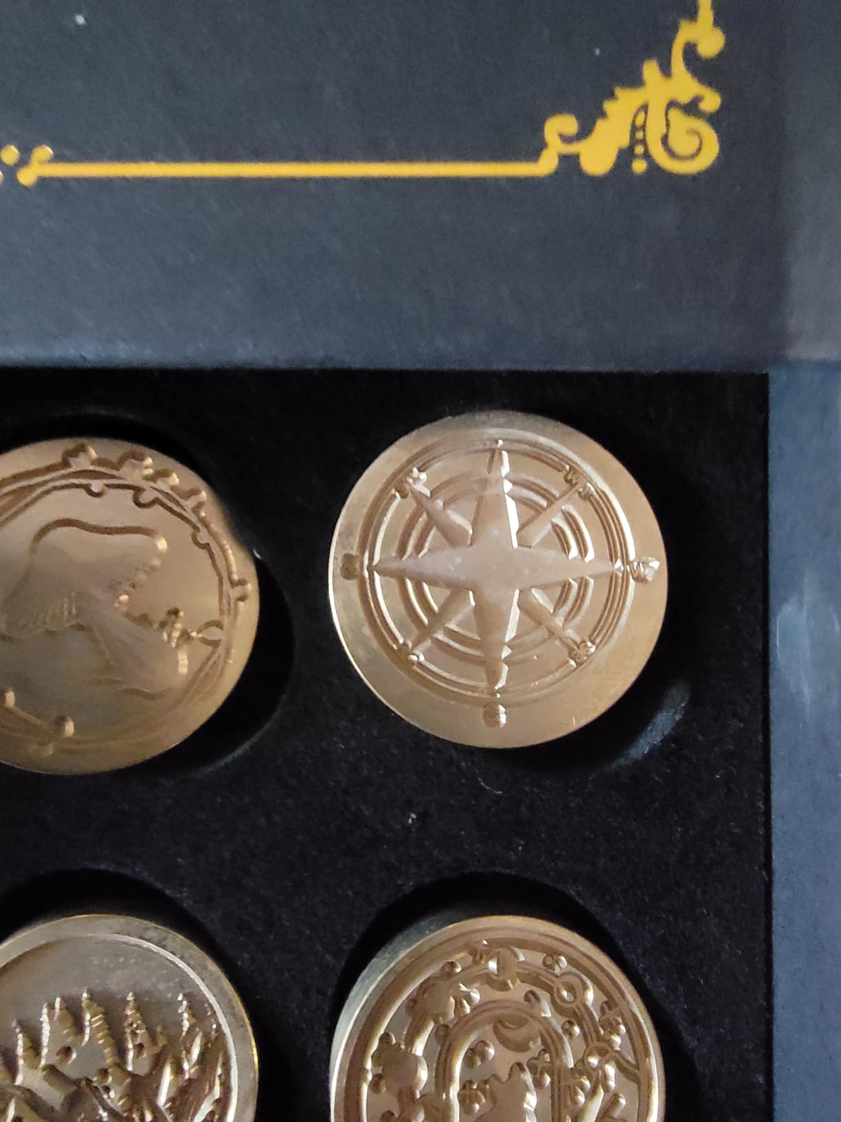 Wax Seal Stamp Gift Box Set, 6 Pcs Sealing Wax Stamps Copper Seals 1 Wooden Hilt, Wax Stamp Kit for Cards Envelopes, Gift Packaging (Vast Universe Series) customer photo 1