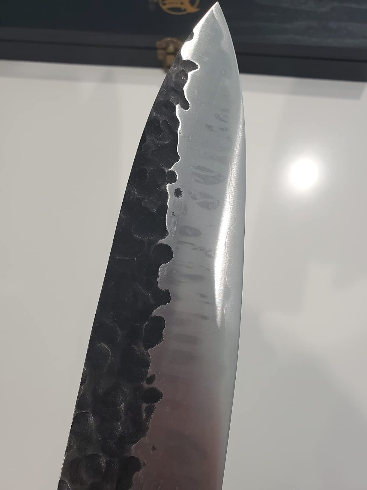 MITSUMOTO SAKARI 8-Inch Japanese Gyuto Chef Knife, 3-Layer 9Cr18MoV | San-Mai High Carbon Stainless Steel, Hand-Forged Finish, Octagonal Rosewood Handle, Sandalwood Box customer photo 2