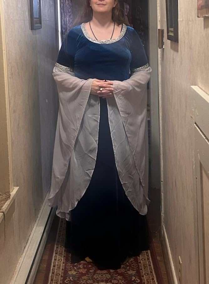 daizbella Medieval Renaissance Costume Dress Handmade Historical Retro Dress Velvet Gown with Chiffon Sleeves customer photo 2