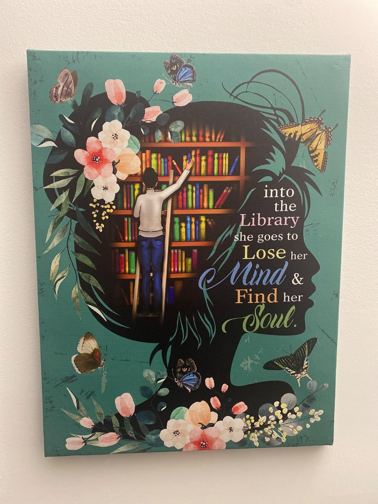 Nvhai Books Wall Art Bookish Decor Framed Poster (11.5x15 Inch) | Wall Decor for Home, into the Library, Watercolor Painting Prints, Reading Books Artwork, Book Lover Gifts, Canvas customer photo 1