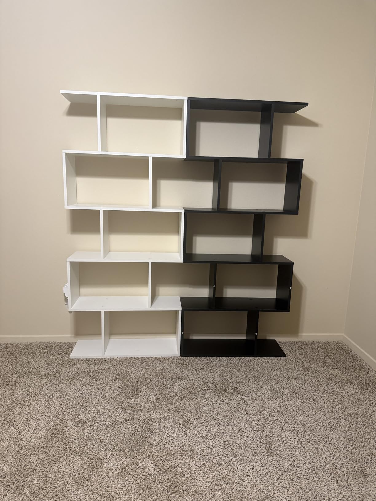 Set of 2 Geometric Bookcase, S-Shaped Modern Bookshelf, Room Divider Bookshelf, 62