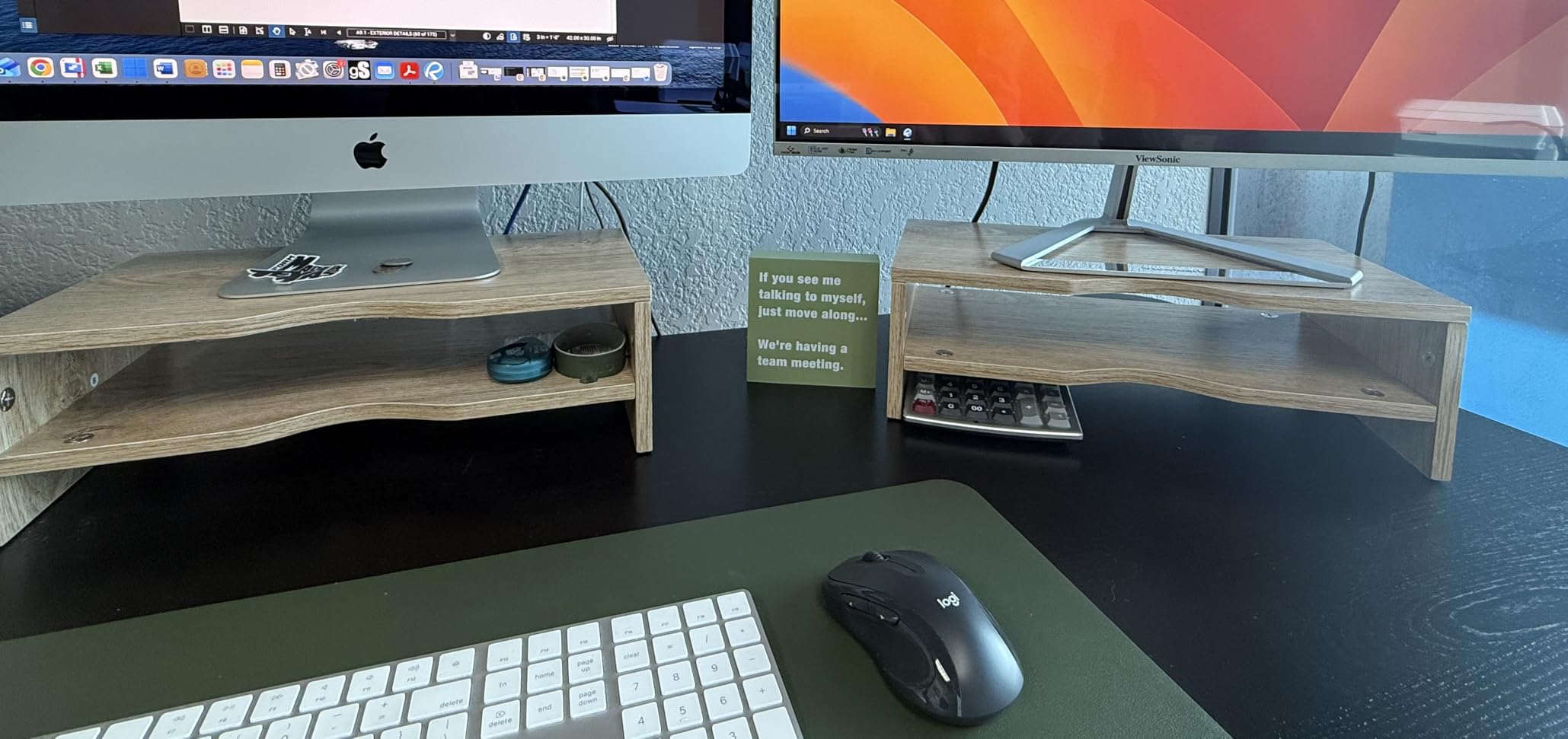 Zimilar Monitor Stand Riser, 2 Tiers Laptop Computer Monitor Riser for PC Screen, iMac, Desktop Wooden Screen Monitor Stand Riser with Storage for Home Office customer photo 2