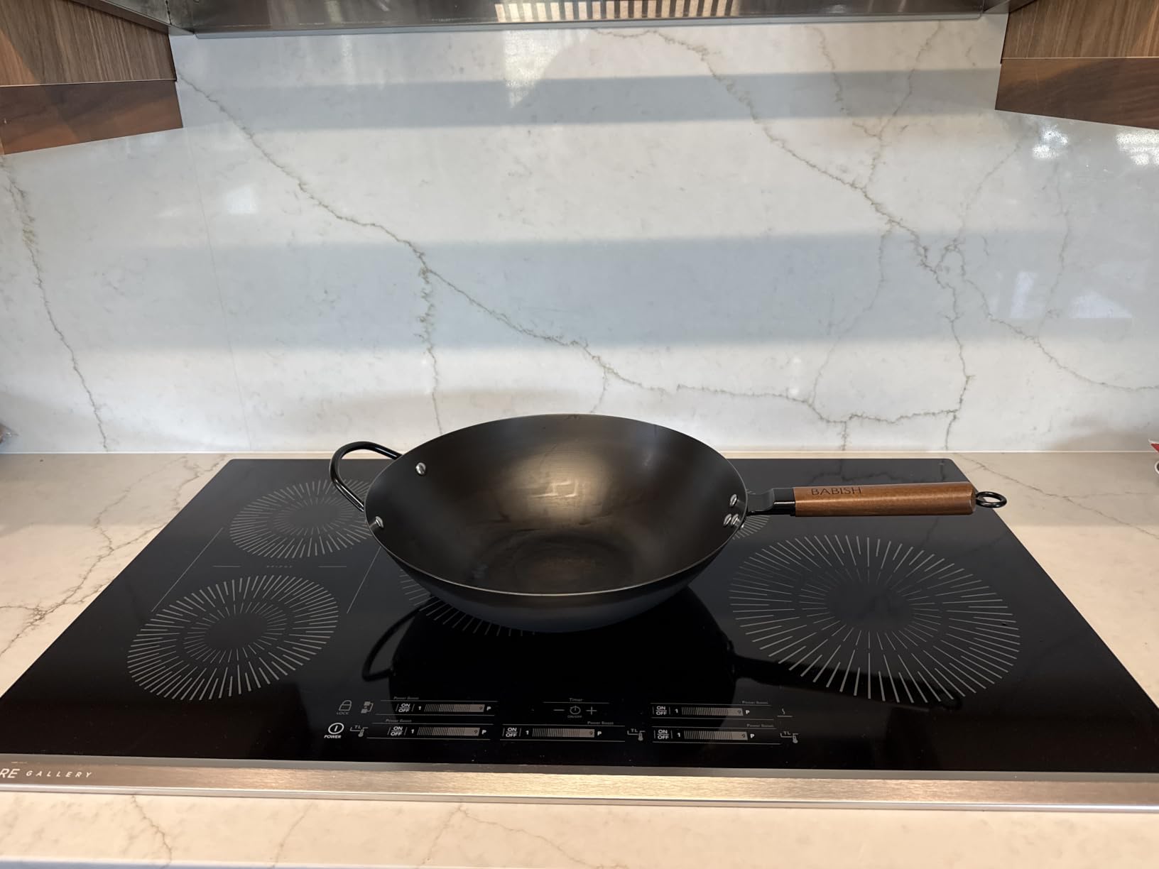 Babish 14 Inch Carbon Steel Wok Pan, Flat Bottom Stir Fry Pan, Induction | Carbon Steel Flat Bottom Wok with Wooden Handle & Helper Handle customer photo 2