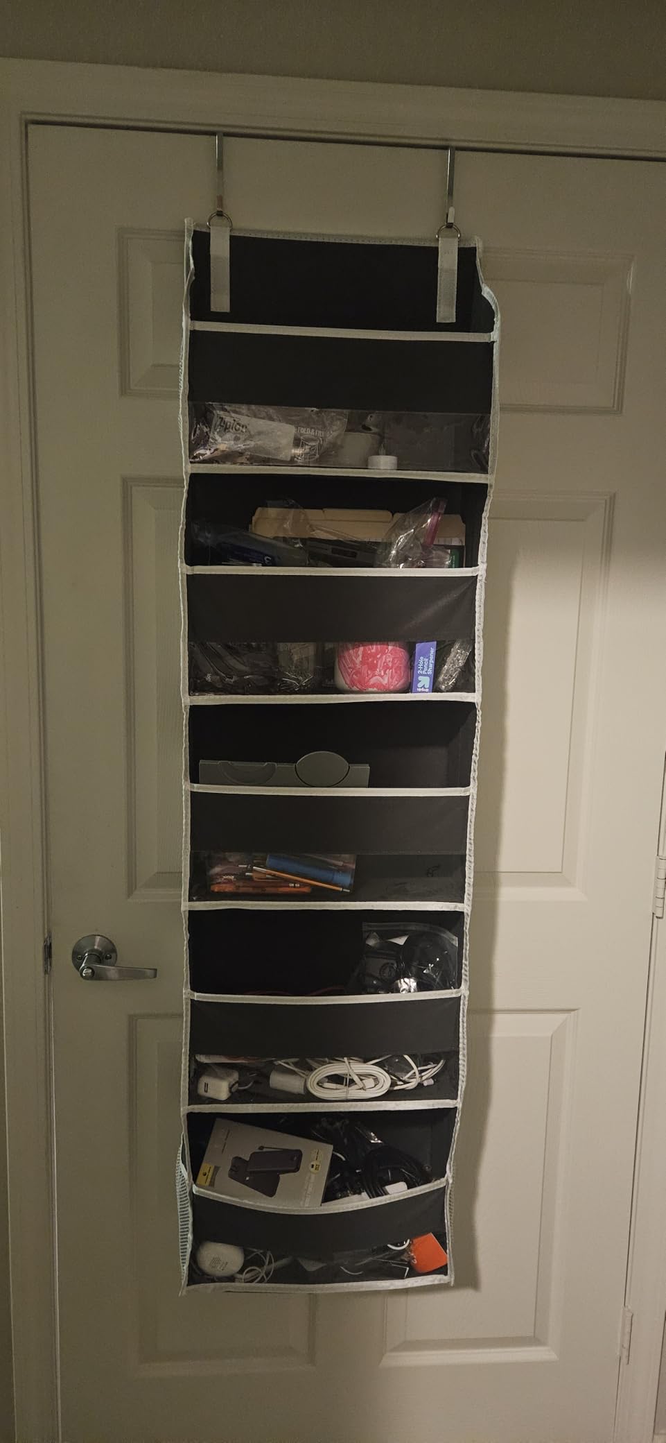 ULG 1 Pack Over Door Organizer with 5 Large and 10 Mesh Side Pockets, 44 lbs Weight Capacity Hanging Storage with Clear Window Kids Toys, Shoes, Diapers, Dark Grey, 5 Layers customer photo 2
