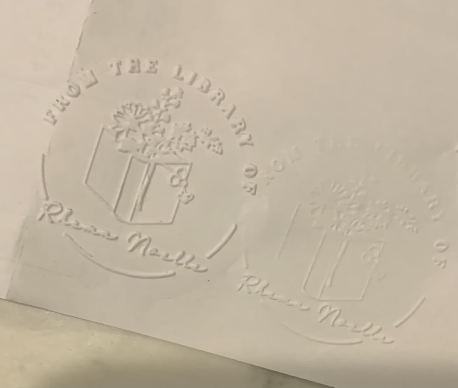 Book Embosser Personalized from The Library of | Ex Libris | Floral Stamper | Custom Library Stamps | Monogram Self-Inking Wood Handle (Floral 3) customer photo 1