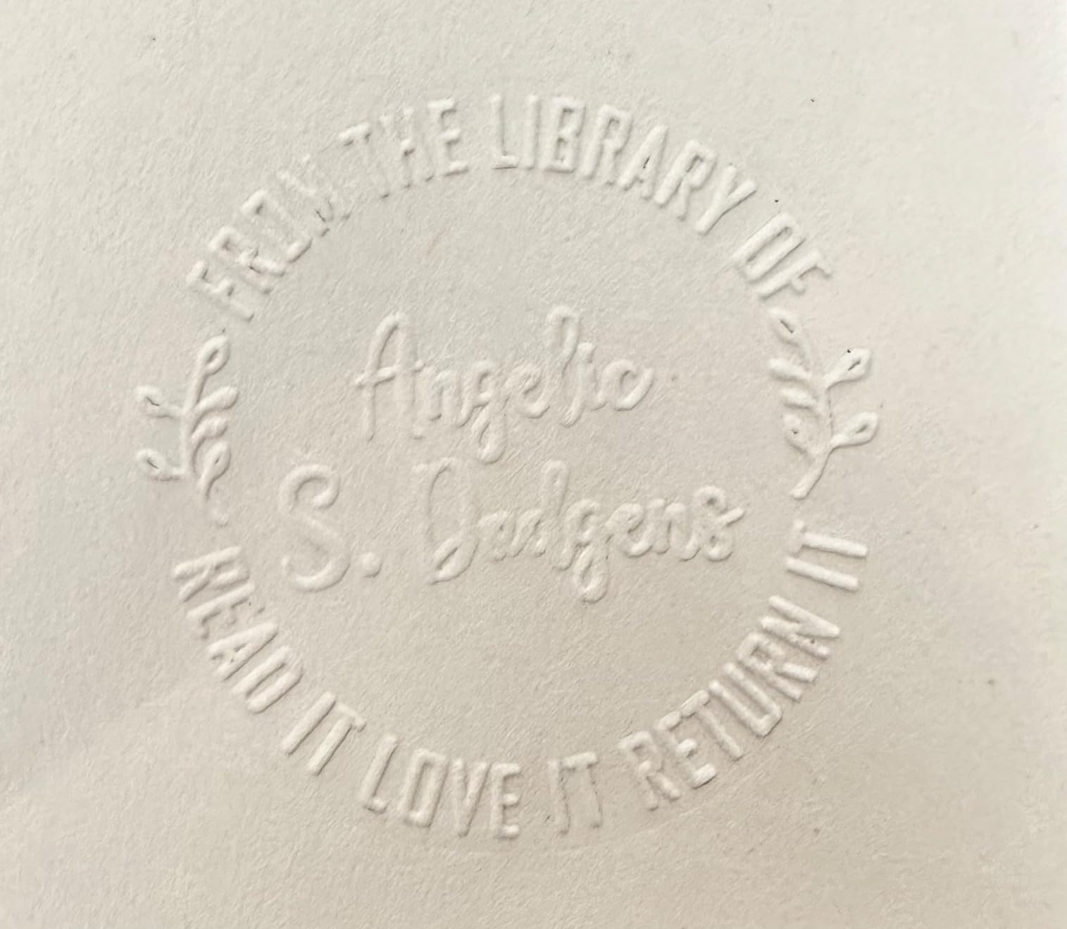 Book Embosser Personalized from The Library of | Ex Libris | Floral Stamper | Custom Library Stamps | Monogram Self-Inking Wood Handle (Floral 3) customer photo 2