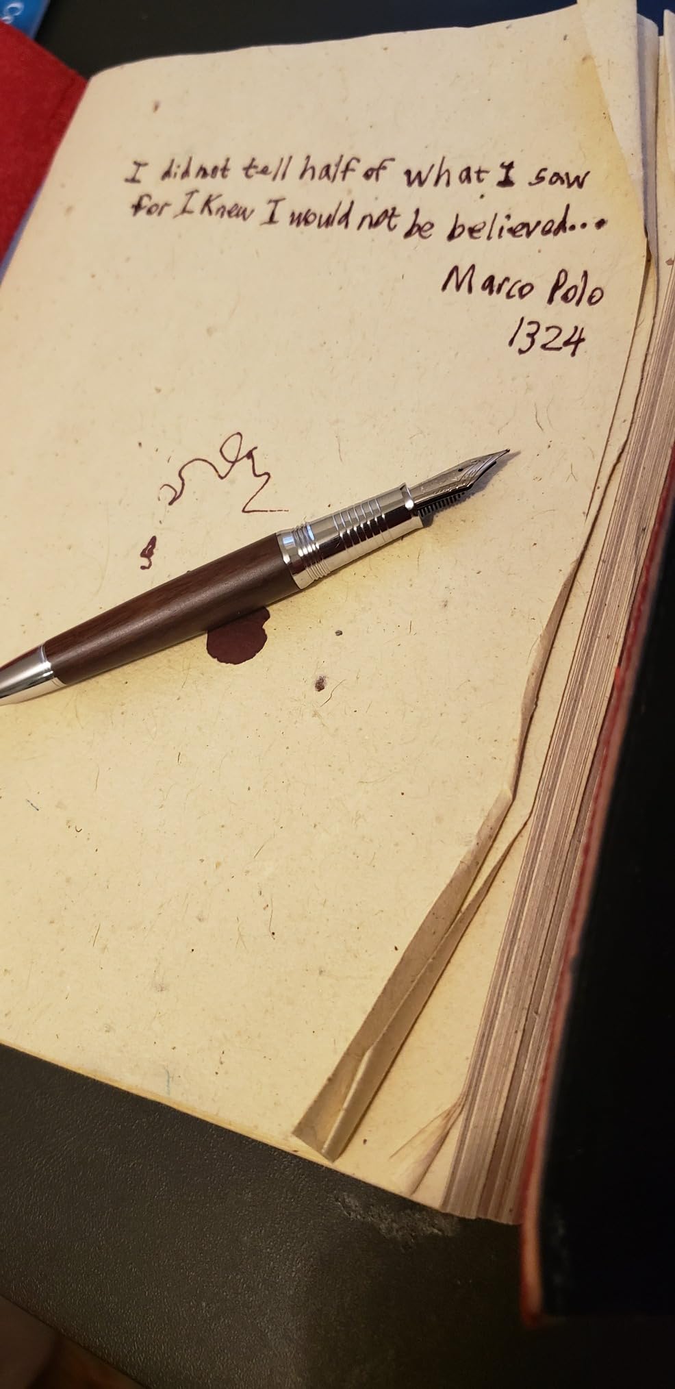 Hongdian 6016 Natural Wood Fountain Pen, Iridium Medium Nib Writing Pen with Metal Pen Case customer photo 1