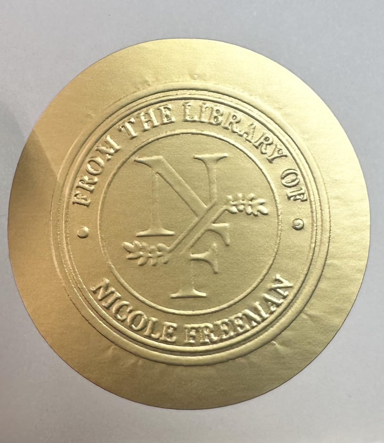 from The Library of | Ex Libris | Floral Book Stamp | Personalized Teacher Stamp | Custom Library Stamper | Monogram Self-Inking Wood Handle Embosser (Monogram 1) customer photo 1