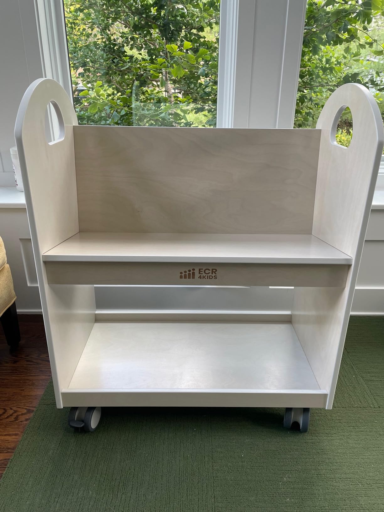ECR4Kids Mobile Book Cart with Countdown Timer and Storage, Children's Furniture, Natural customer photo 1