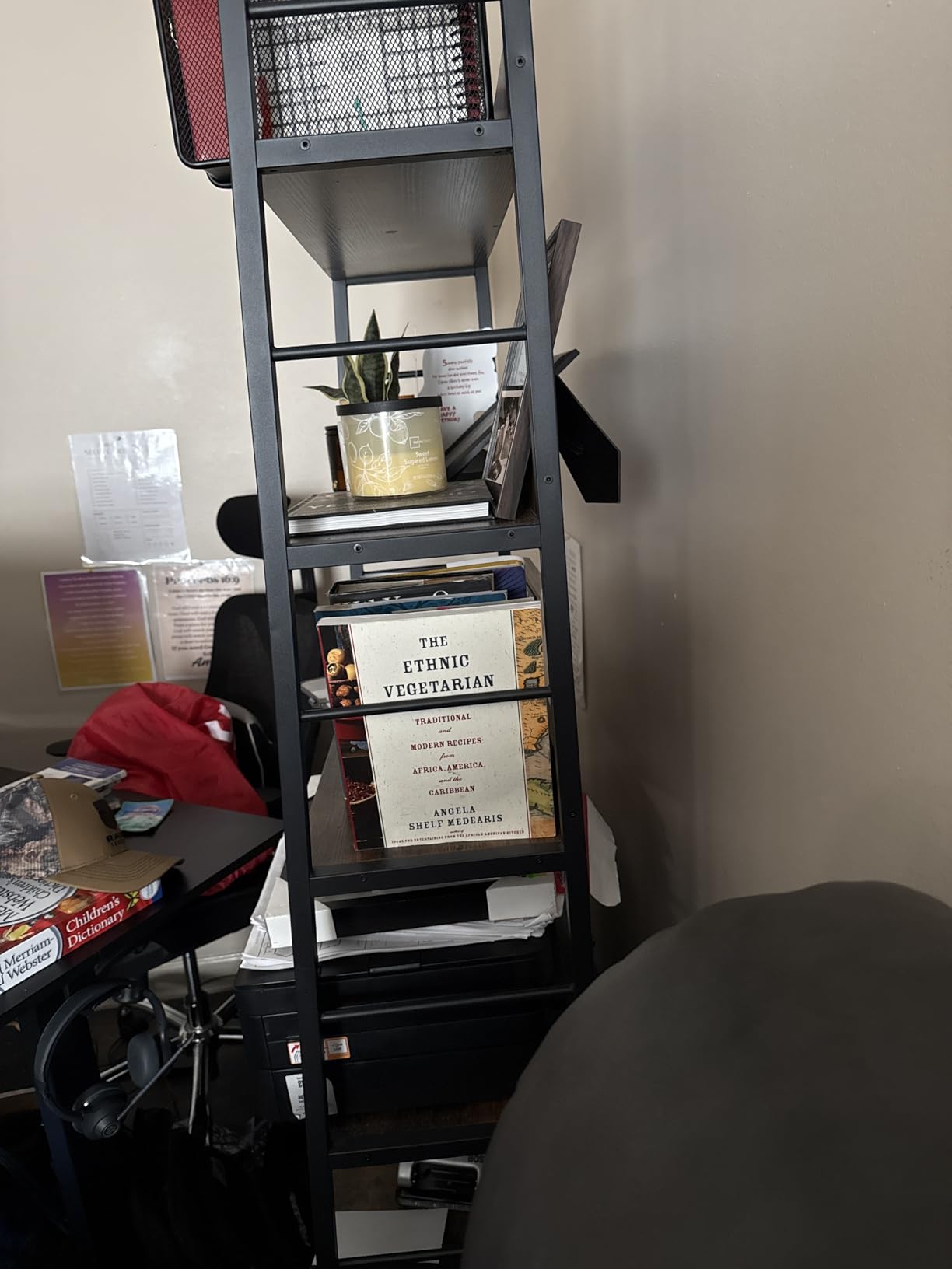 IRONCK 4 Tier Ladder Bookcase with Louvered Doors Rustic Brown | Bookshelf; Ladder Shelf; bottom cabinet; anti tip kit; for Bedroom Living Room Home Office customer photo 2