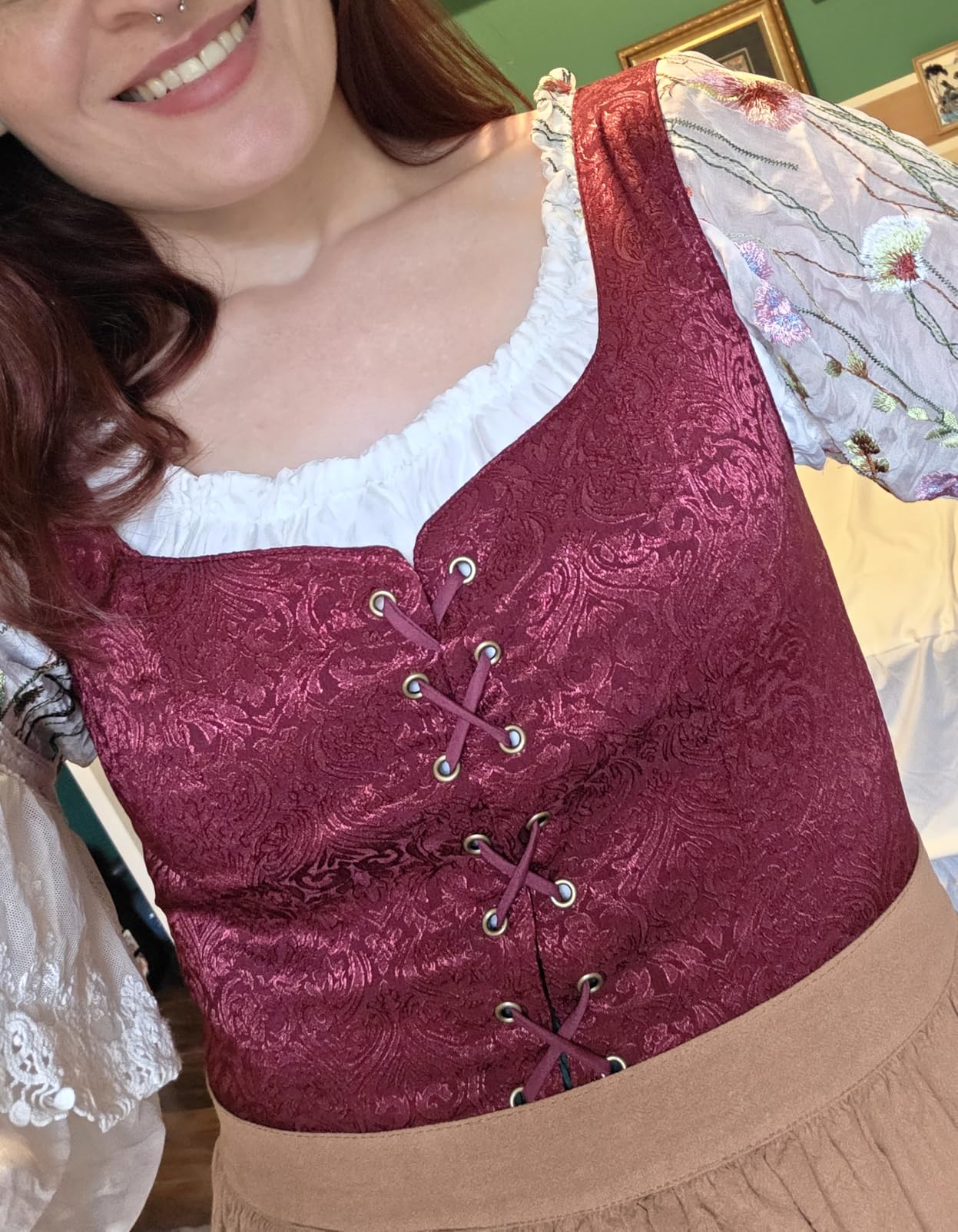 Scarlet Darkness Renaissance Costume Women Corset Tops for Women Cosplay Costume Pirate Bodice customer photo 1