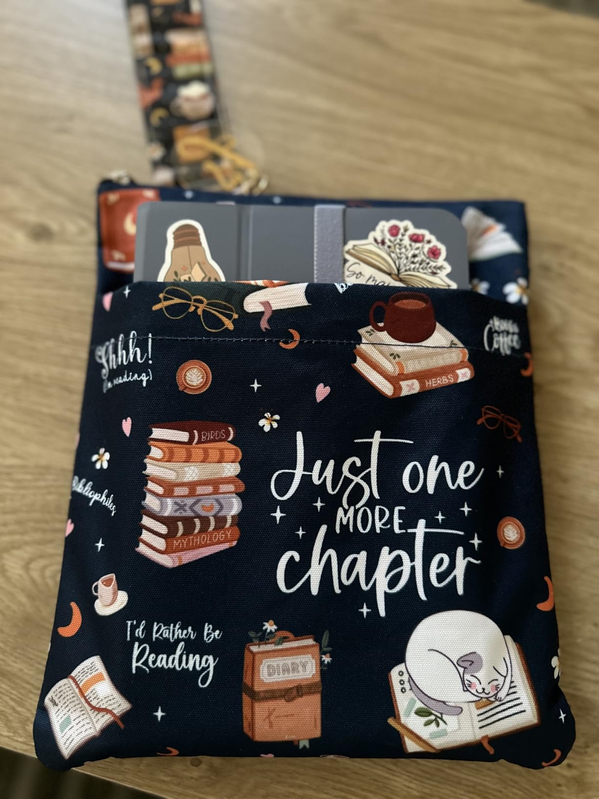 Just One More Chapter - Waterproof Book Sleeve with Zipper & Front Pocket | 11x8.5 Inch Canvas Book Cover Protector | Perfect Book Lovers Gift for Travel customer photo 2