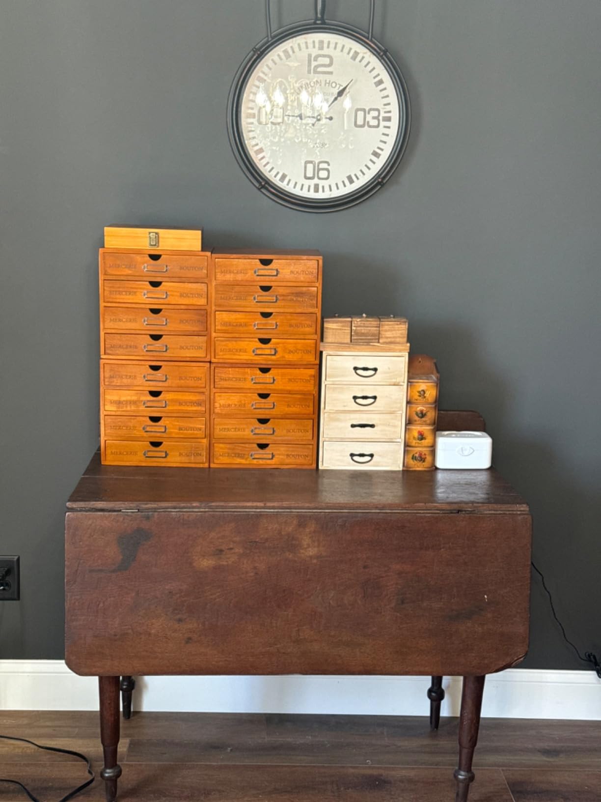 Stackable Apothecary Cabinet, 16 Drawer Wooden Storage | Vintage Card Catalog Style Organizer for Coins, Trading Cards, Crafts & DMC Floss | Multi Drawer Modular Wood Desk Cabinet w/Label Holders customer photo 2
