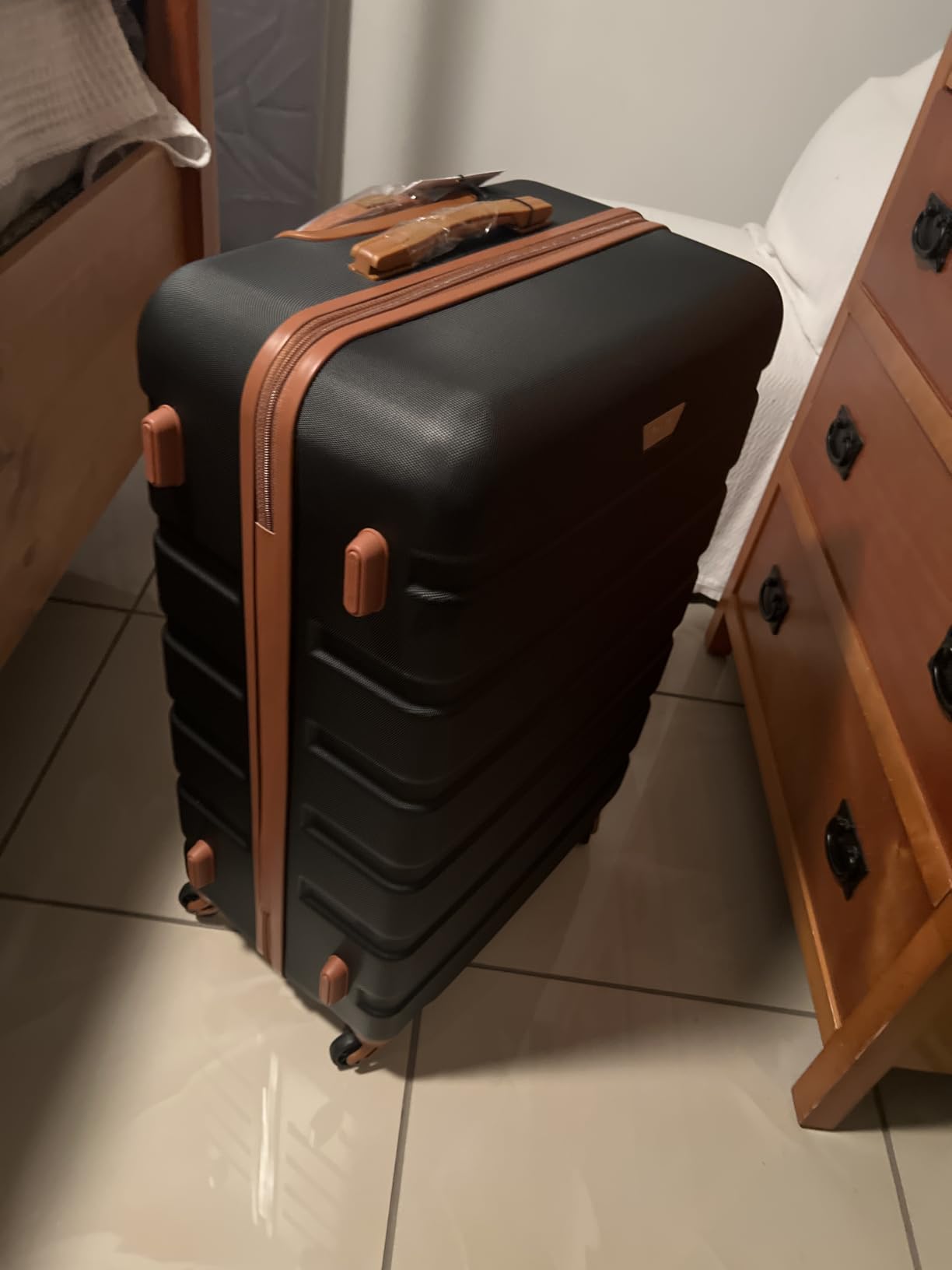 Coolife Luggage Set, Lightweight Durable Hardshell, 3 piece, Apricot Navy customer photo 2