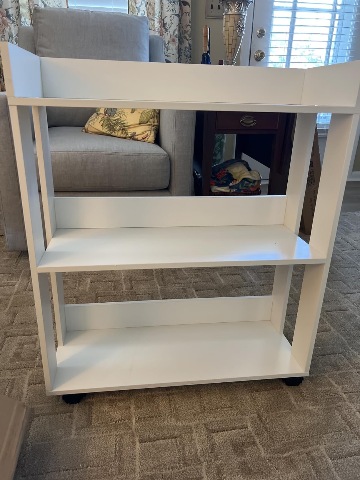 ALISENED 3-Tier Small Bookshelf with Wheels, Bedside Cart Library Cart, Rolling Bookcase for Small Space, Rustic Brown customer photo 1