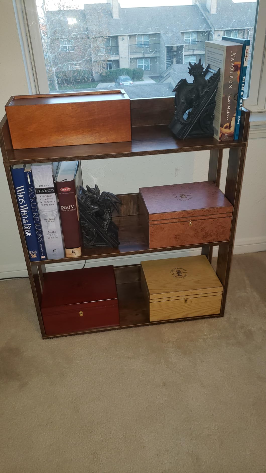 ALISENED 3-Tier Small Bookshelf with Wheels, Bedside Cart Library Cart, Rolling Bookcase for Small Space, Movable Standing Storage Shelves for Living Room/Bedroom/Office, Rustic Brown customer photo 2