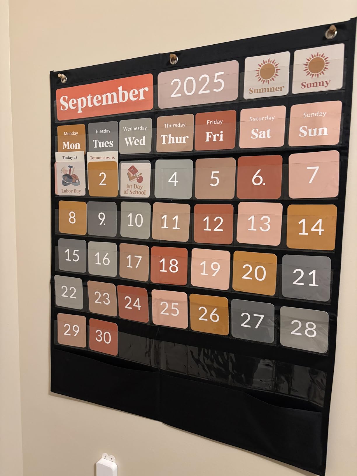 The Ultimate Classroom Calendar Pocket Chart for Kids - Beautiful Calendar with Educational Cards for Easy Learning - Fun Boho Classroom/Teacher Must Have Supplies customer photo 2