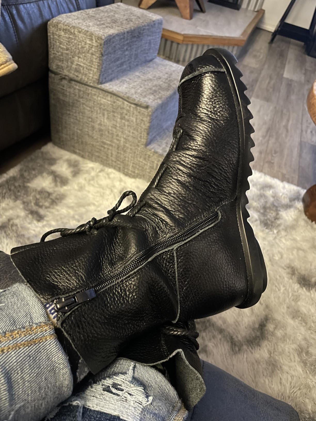 pearlzone Women's Genuine Leather Casual Soft Flat Boots,Renaissance Natural Leather Handmade Historical Shoes customer photo 2