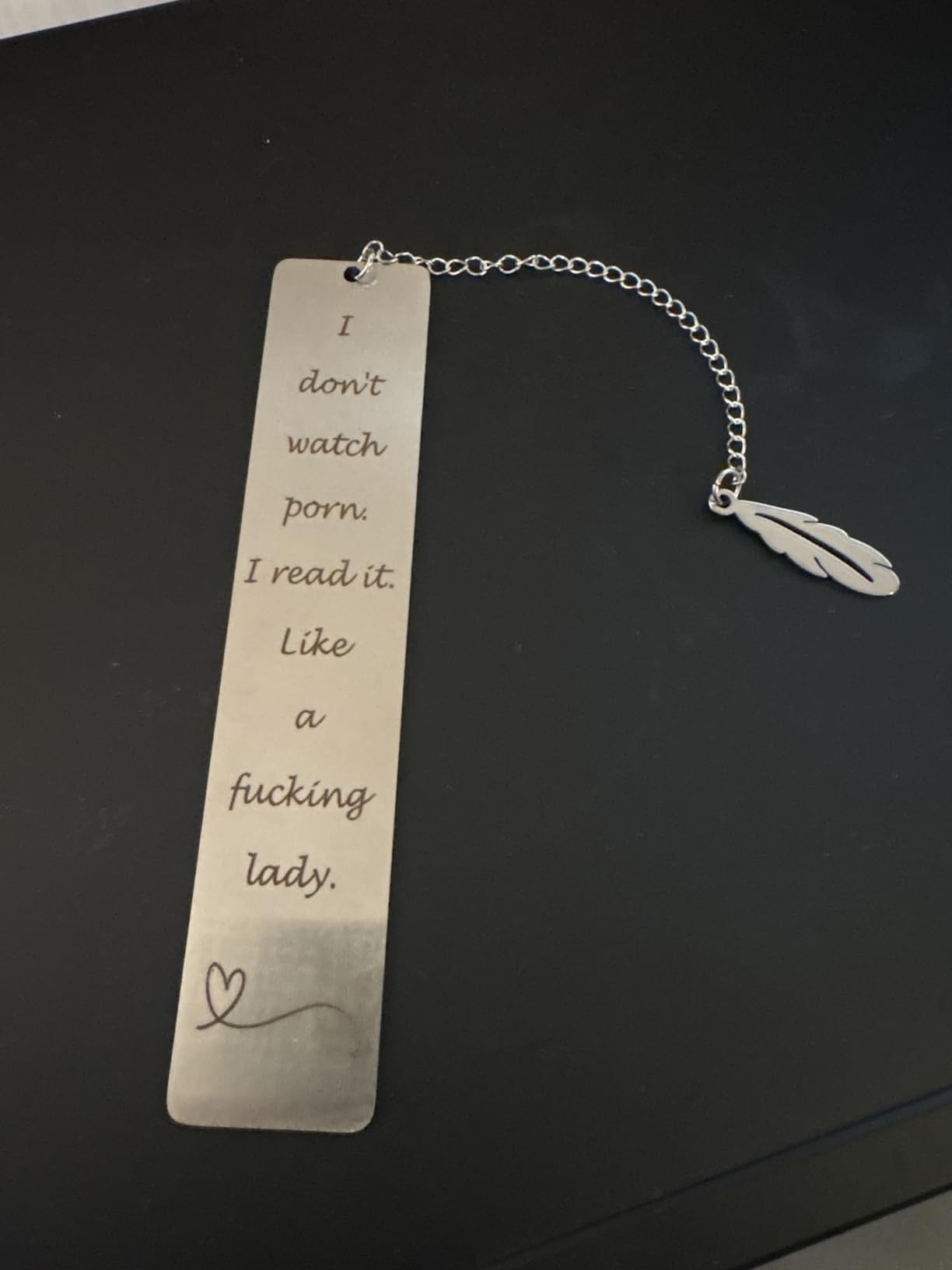 Metal Bookmark Gift, Engraved Stainless Steel Leaf Pendant Book Mark - Book Lovers Bookmark customer photo 2