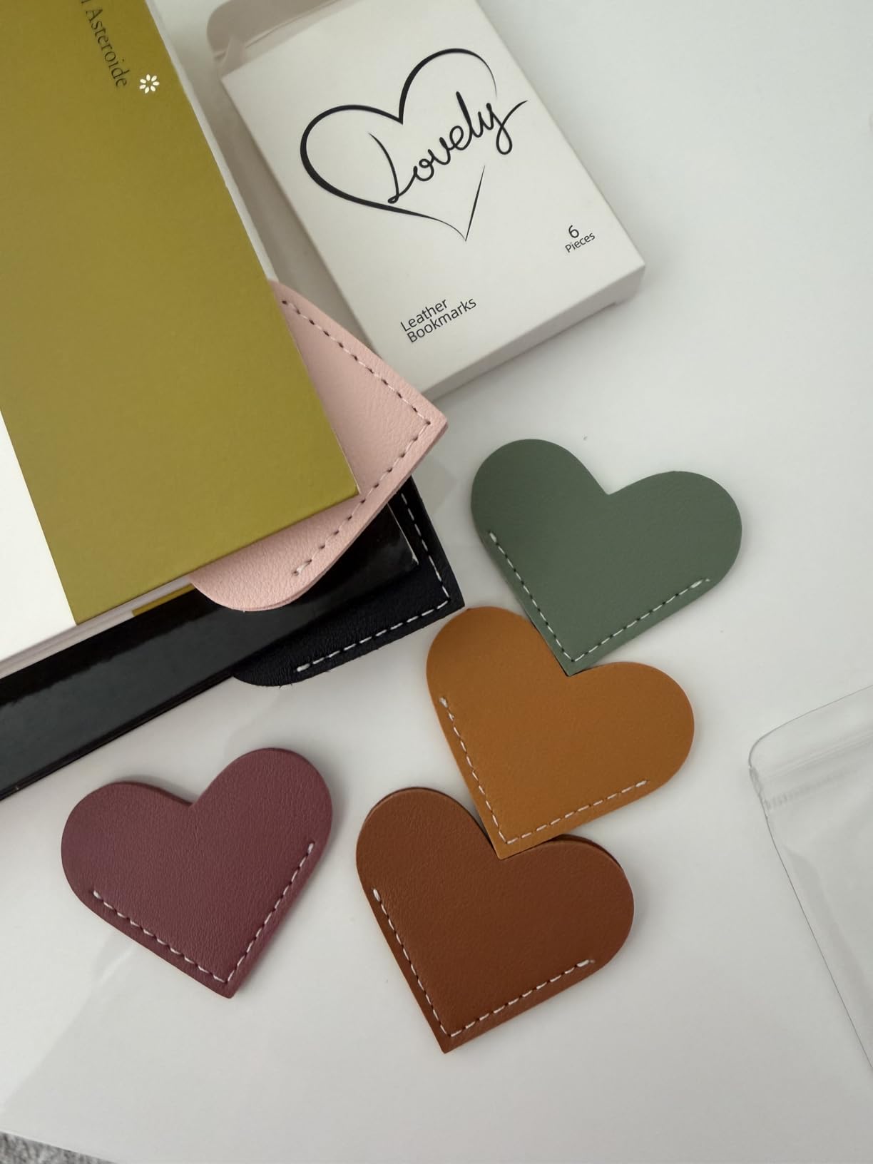 Leather Heart Bookmarks - Winjeto 6 Pieces Cute Book Marks Lovers Gifts | Corner Bookmark Page Markers | Bookish Reading Teachers Women Kids Gifts customer photo 1