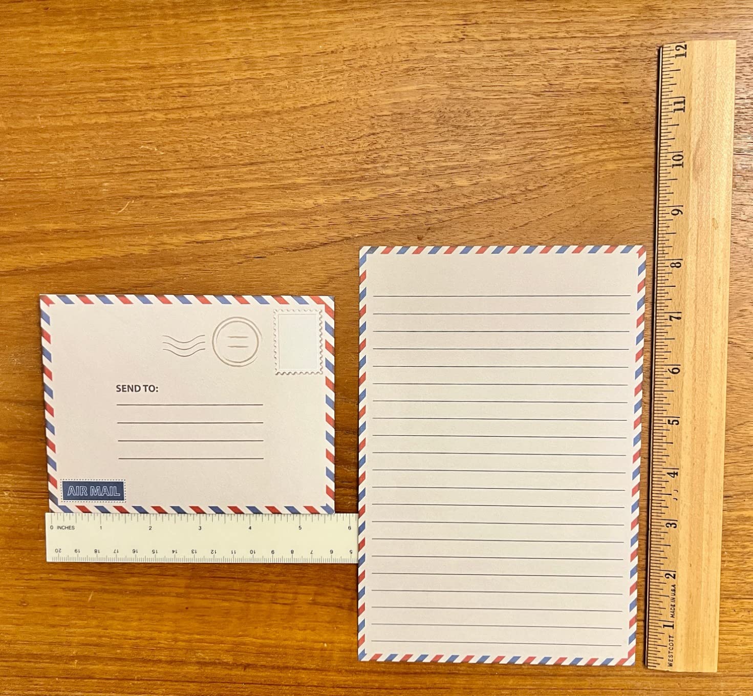 Better Office Products Vintage Airmail Mini Stationery Set, 100 Piece Set (50 Lined Sheets + 50 Matching Envelopes), 5.5 x 8.25 inch, Design, Double Sided Printing, Double Side Lined Paper customer photo 1