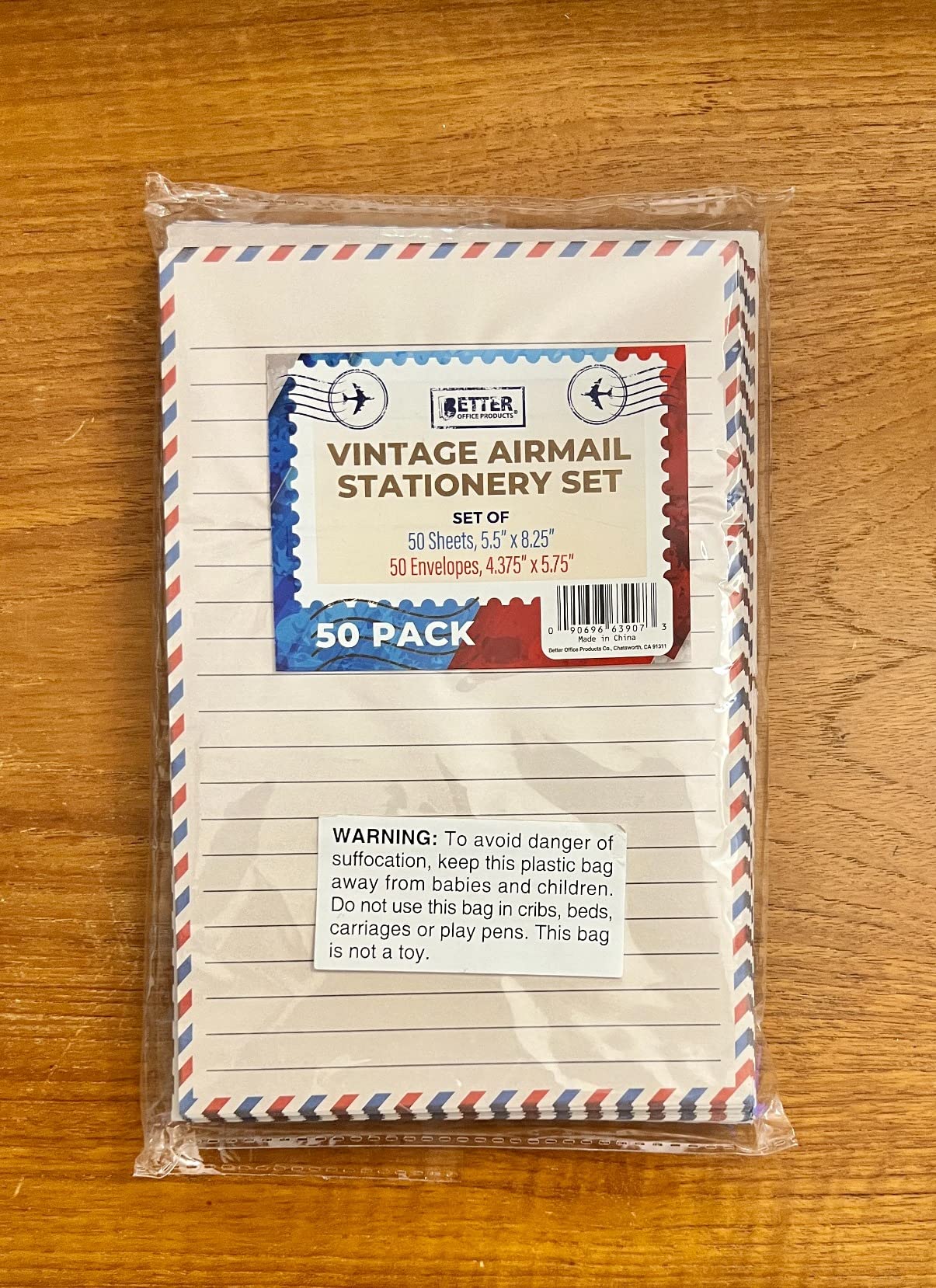 Better Office Products Vintage Airmail Mini Stationery Set, 100 Piece Set (50 Lined Sheets + 50 Matching Envelopes), 5.5 x 8.25 inch, Design, Double Sided Printing, Double Side Lined Paper customer photo 2