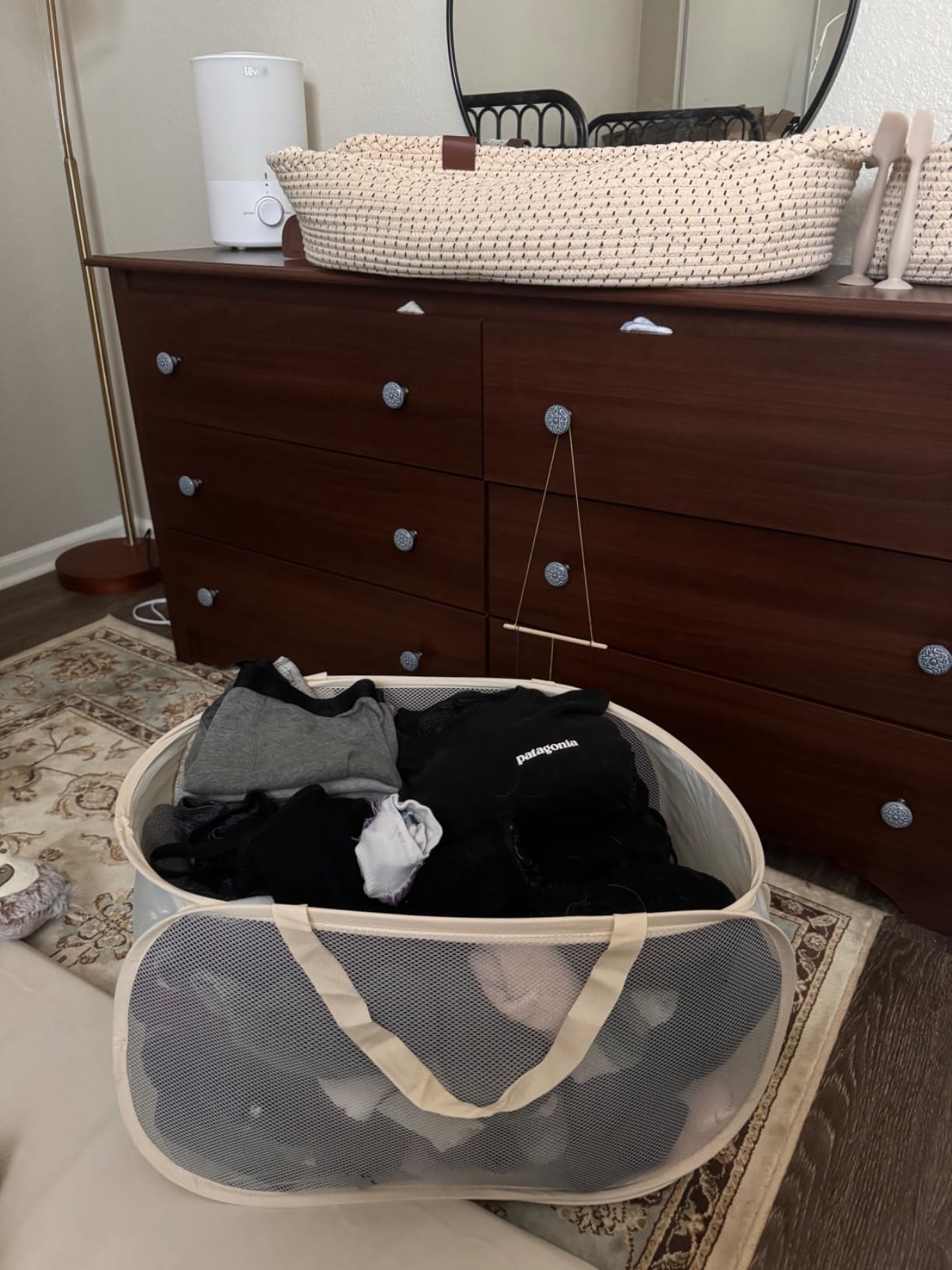 Durable Collapsible Laundry Baskets, Mesh Pop Up Laundry Hamper with Side Pocket, Foldable Clothes Storage Hamper with Reinforced Carry Handles for Laundry, Bathroom, Kids Room, Dorm or Travel Grey customer photo 2