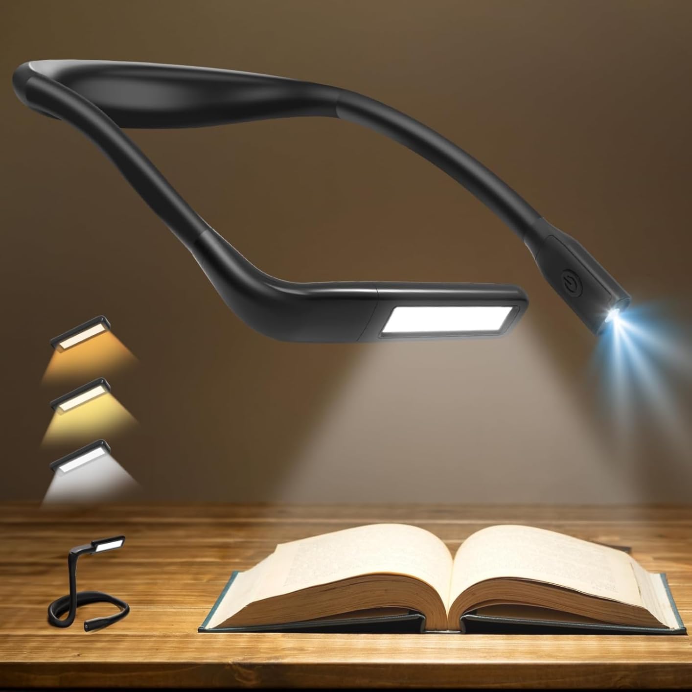 Neck Light, Rechargeable Reading Light, 3 Color Stepless Dimming | Eye-friendly Book Light, Hands-Free Neck Lamp for Reading, Knitting, Crochet, Crafting, Sewing, Camping, Book Lovers Gifts customer photo 1