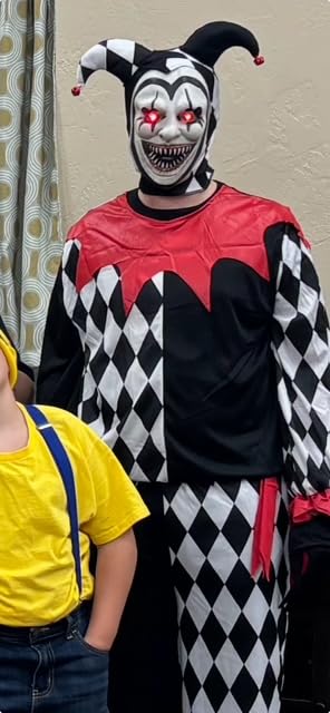 Morph, Jester Costume Men, Halloween Costumes for Men | Black, White Diamond Print Top, Matching Pants, Red Tie Belt, Gloves Included, Perfect for Halloween, Great for Dress-Up customer photo 2