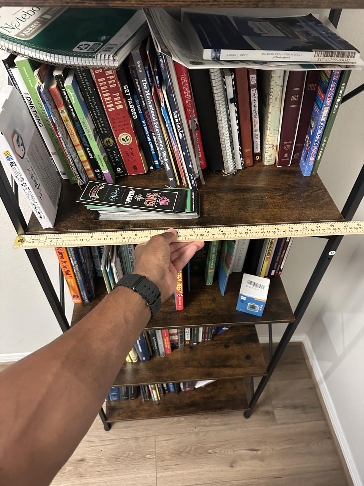 Shintenchi 5 Tiers Bookshelf, Classically Tall Bookcase Shelf, Industrial Book Rack, Rustic Brown customer photo 2