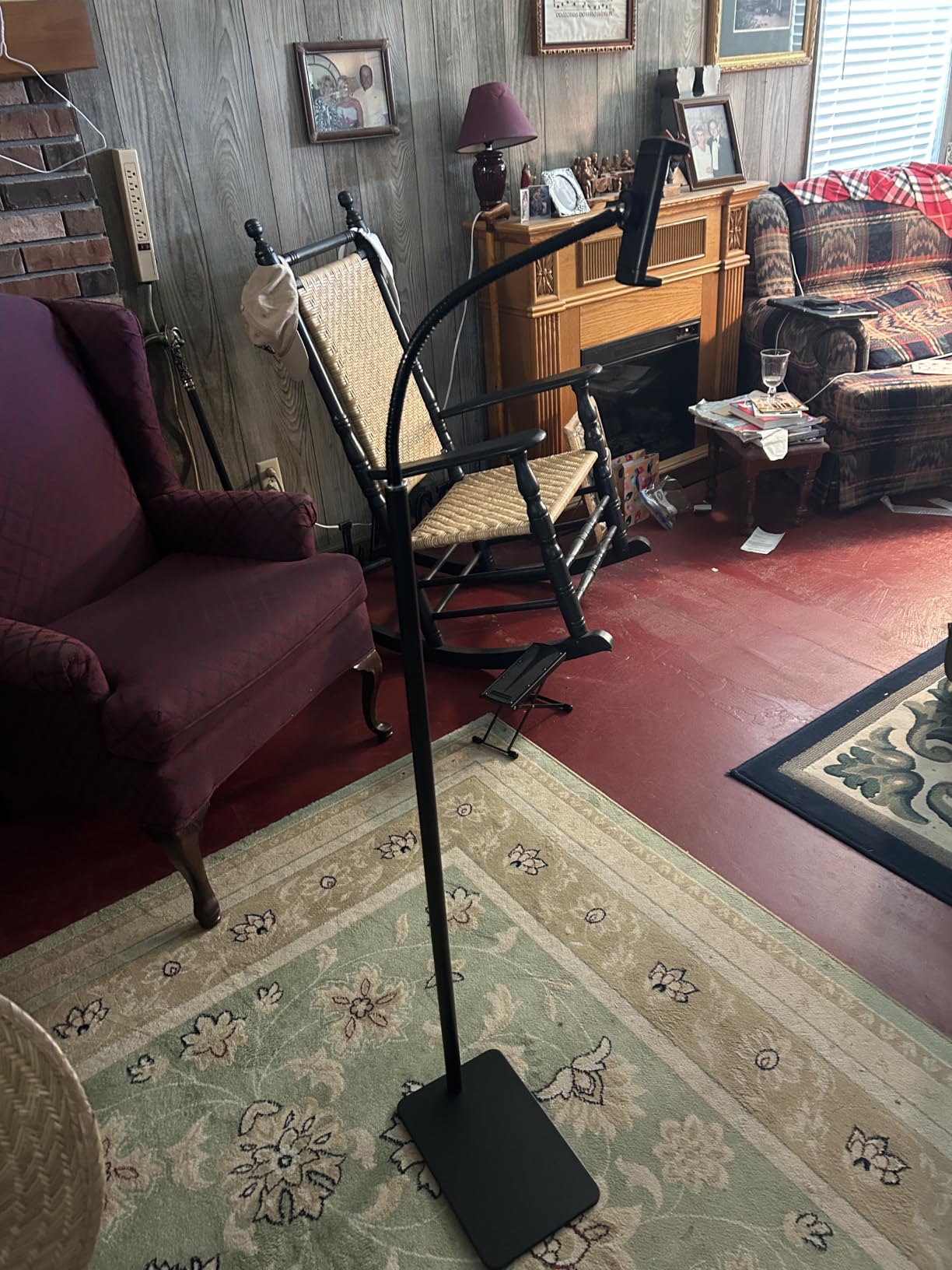 Adjustable Metal Tablet Floor Stand with Flexible Gooseneck Holder for Kindle, iPad, Tablets and Cell Phones customer photo 2