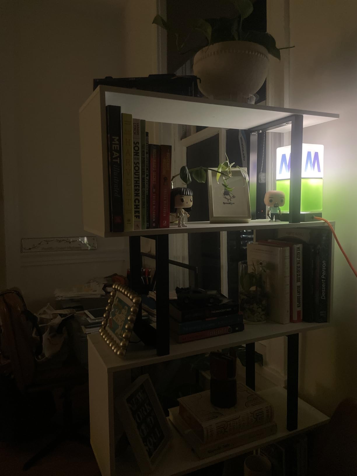 6 Tier Geometric Bookcase, Black Book Shelves, Modern Corner Bookcase Storage Shelf Wood for Bedroom, Living Room, Home Office, Black customer photo 1