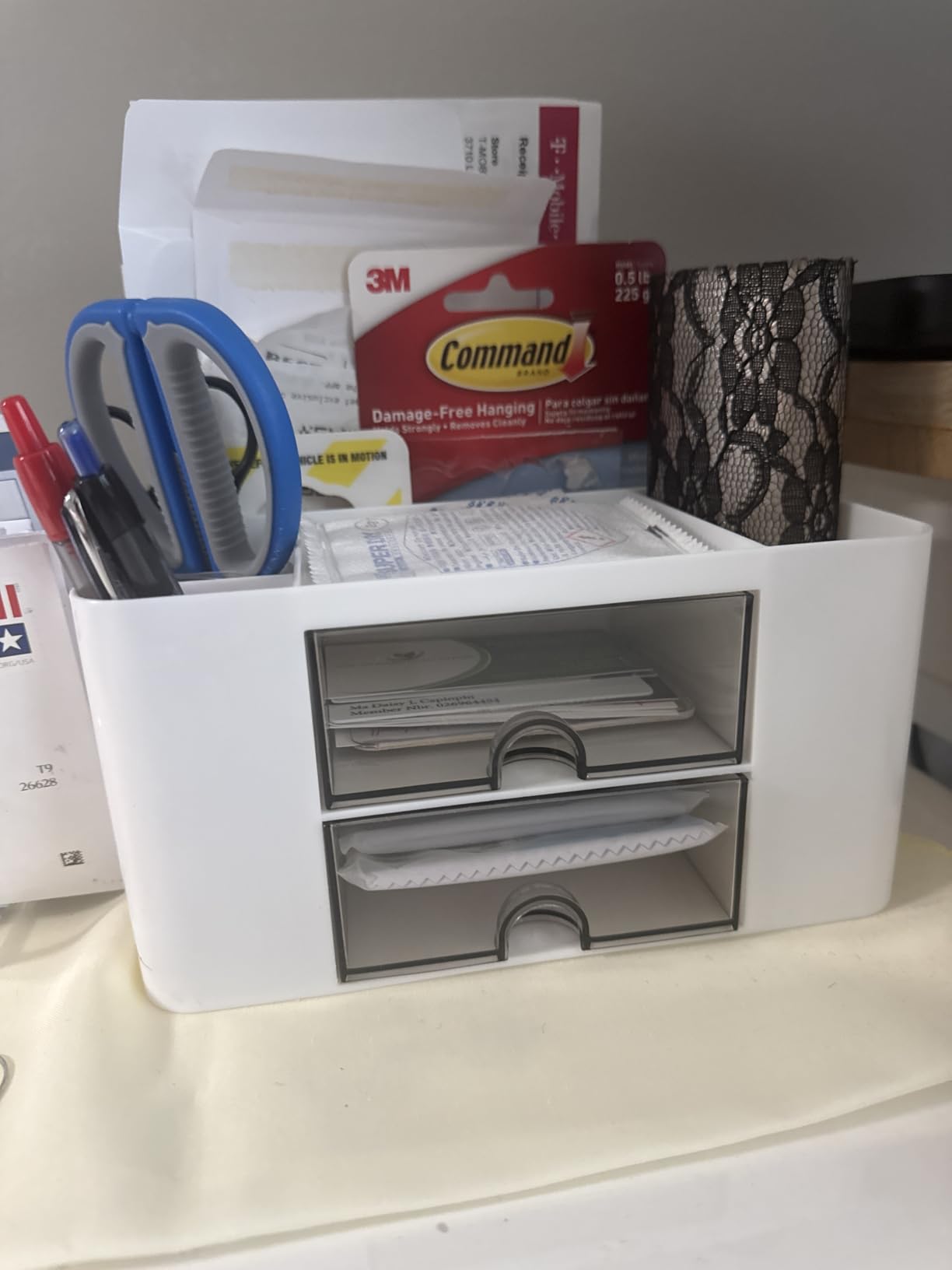 Marbrasse Pen Organizer with 2 Drawer, Multi-Functional Pencil Holder for Desk, Desk Organizers and Accessories with 5 Compartments + Drawer for Office Art Supplies (White) customer photo 2