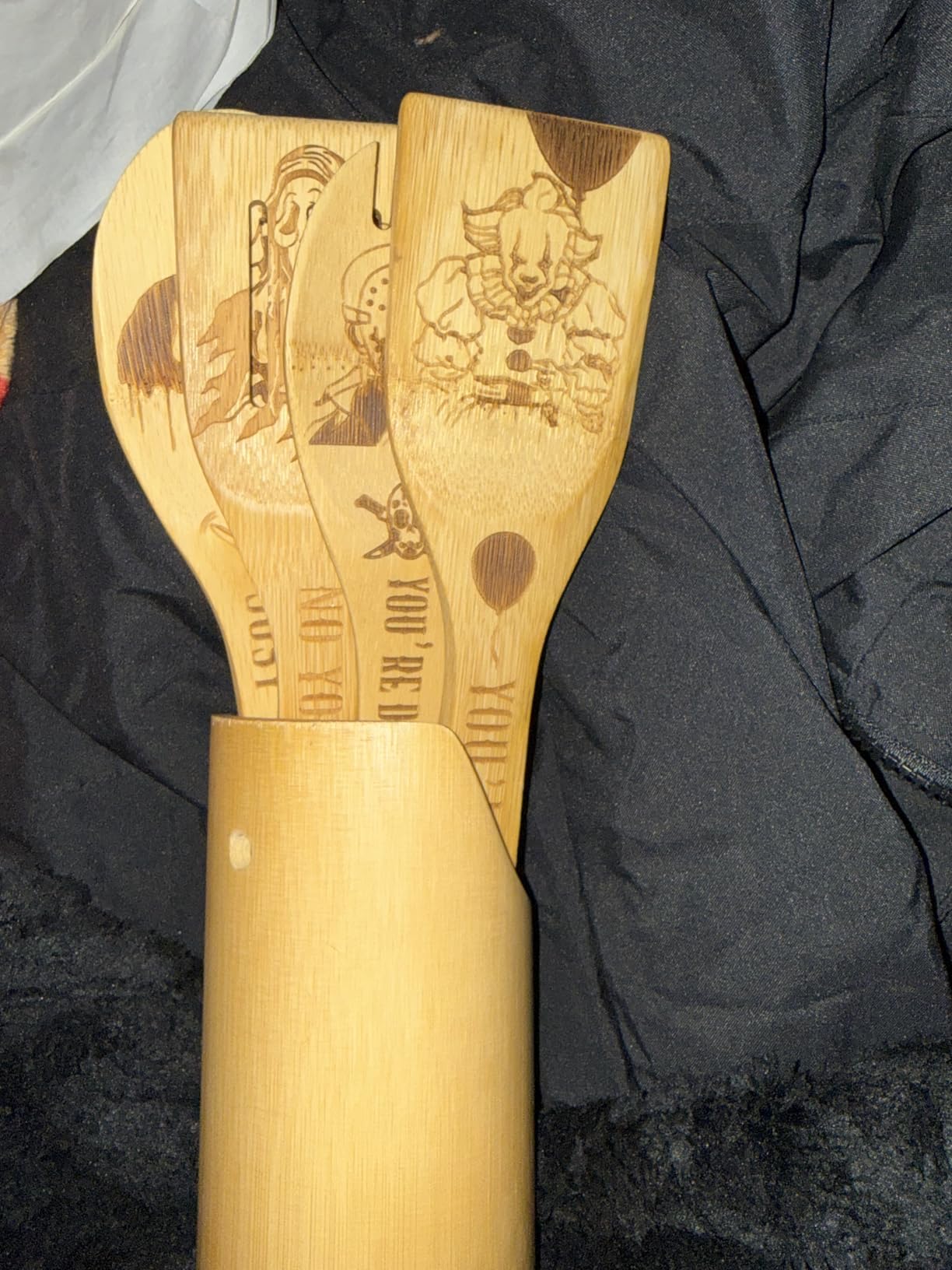 6Pcs Horror Movie Character Cooking Gift Set Wooden Spoons Utensils with Matching Holder customer photo 1