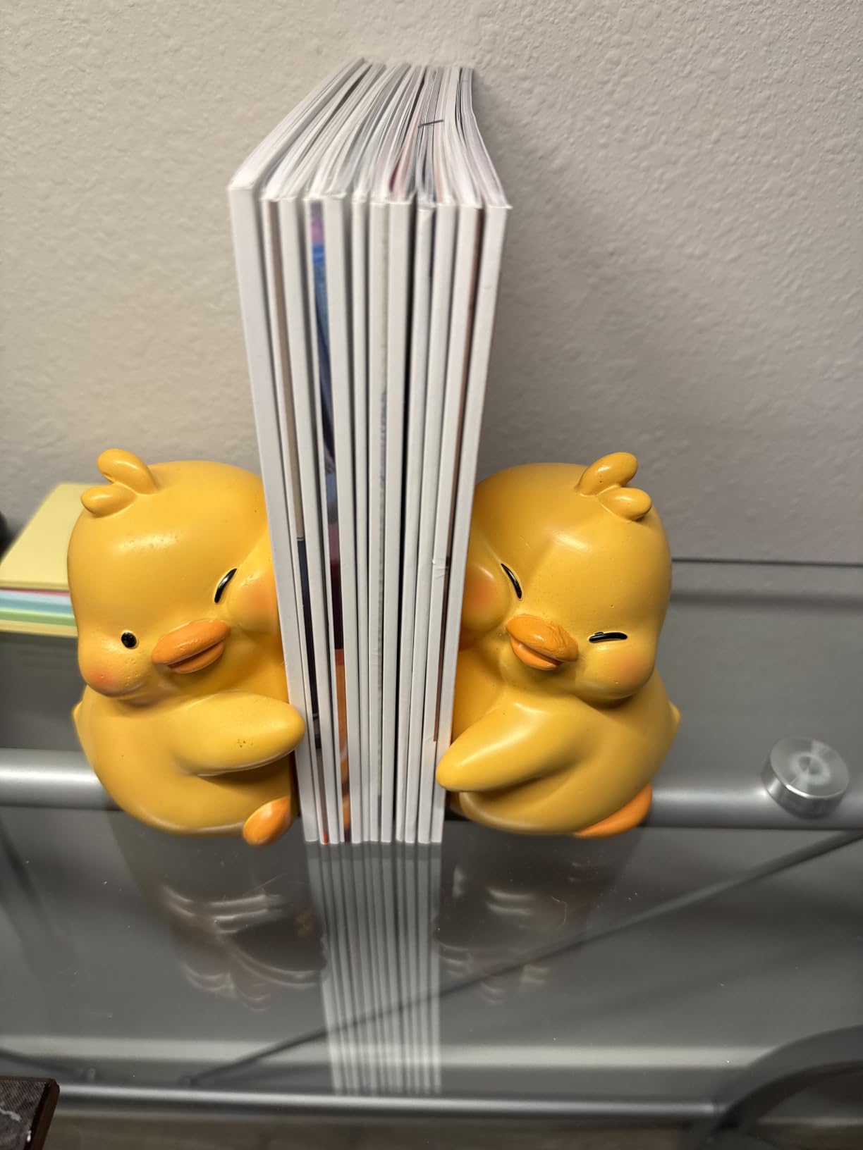 Cute Hug Ducks Decorative Bookends, Unique Book Ends to Hold Books Creative Resin Book Holder Stopper for Home Office Desk Bookshelf Decoration customer photo 2