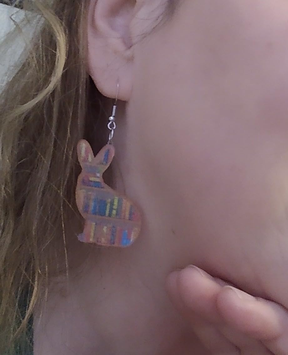 Irregular Wooden Bookshelf Drop Dangle Earrings Fun Book Club Book Lover Earrings Librarian Earrings Decorative Earrings Gift for Women Teacher customer photo 2