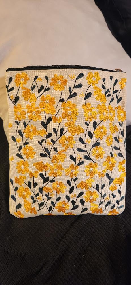 LParkin Embroidered Daisy Flower Book Sleeve with Zipper - Washable Fabric Book Cover Protector for Paperbacks & Hardcover, Gift for Book Lovers (Yellow, 11x8.5 Inch) customer photo 1