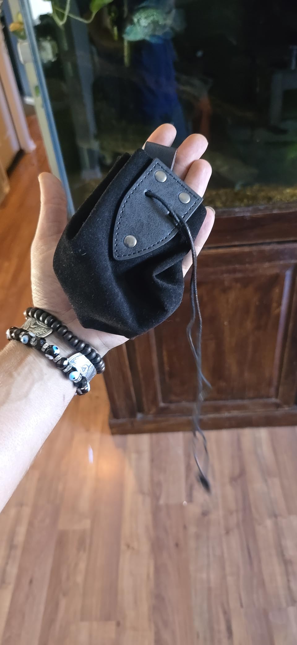 HiiFeuer Vintage Medieval Faux Leather Drawstring Pouch, Middle Ages Portable Coin Purse, Rivets Belt Pouch Dice Bag For LARP Ren Faire customer photo 2