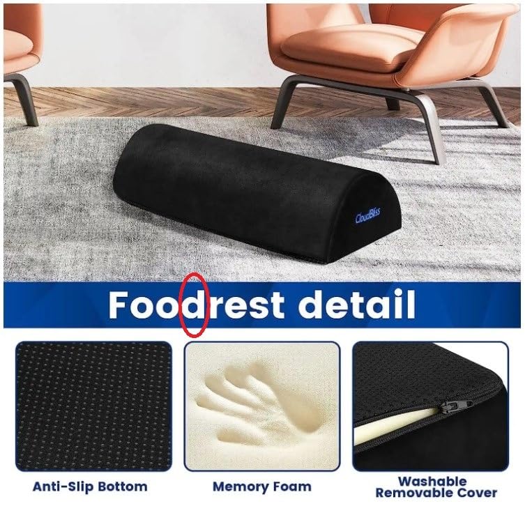 Foot Rest for Under Desk at Work, Foot Stool for Office - Soft Foam, Washable & Removable Cover, Anti-slip Bottom, Ergonomic Design customer photo 1